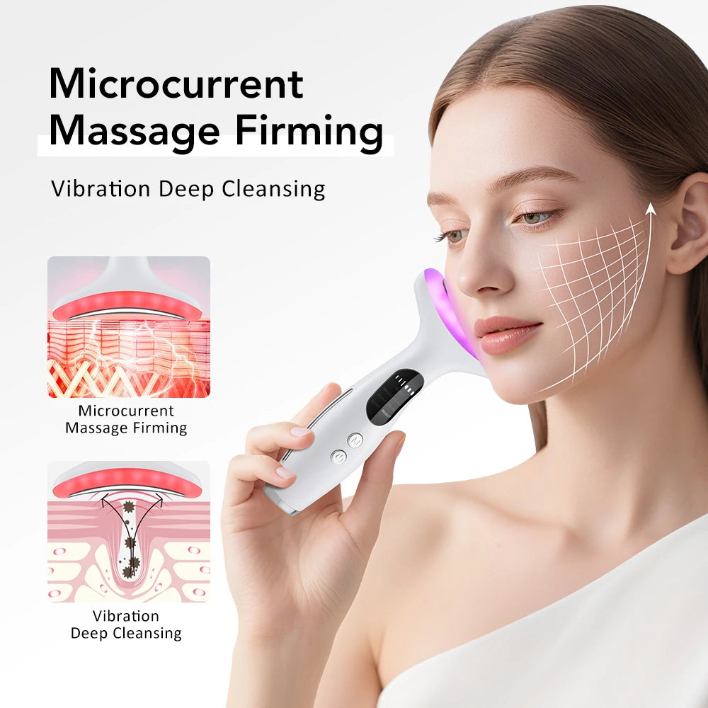 LED Neck Beauty Device EMS Facial Lifting and Skin Tightening Massager