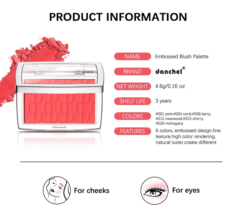 Embossed Blush Palette Matte Face Powder Cheek Makeup