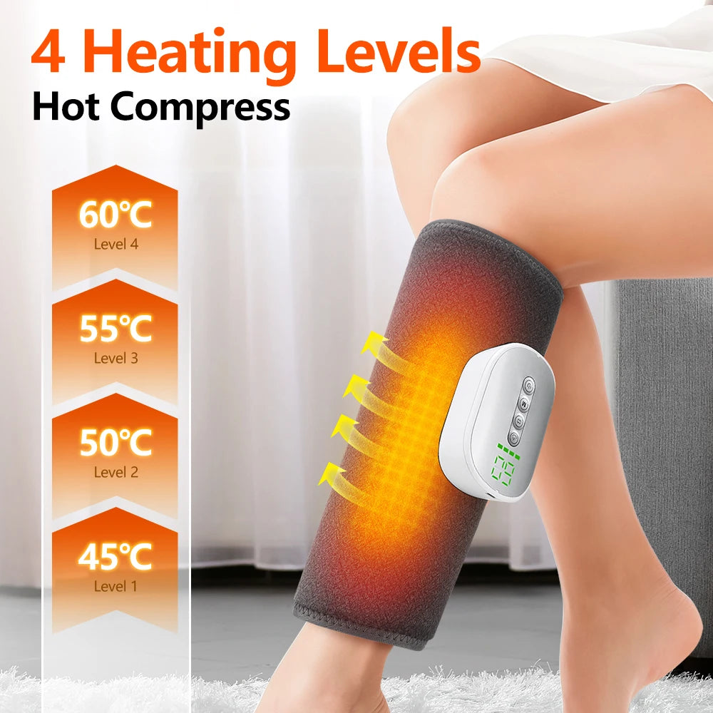 Cordless Leg Massager Calf Air Compression Wrap with Heat