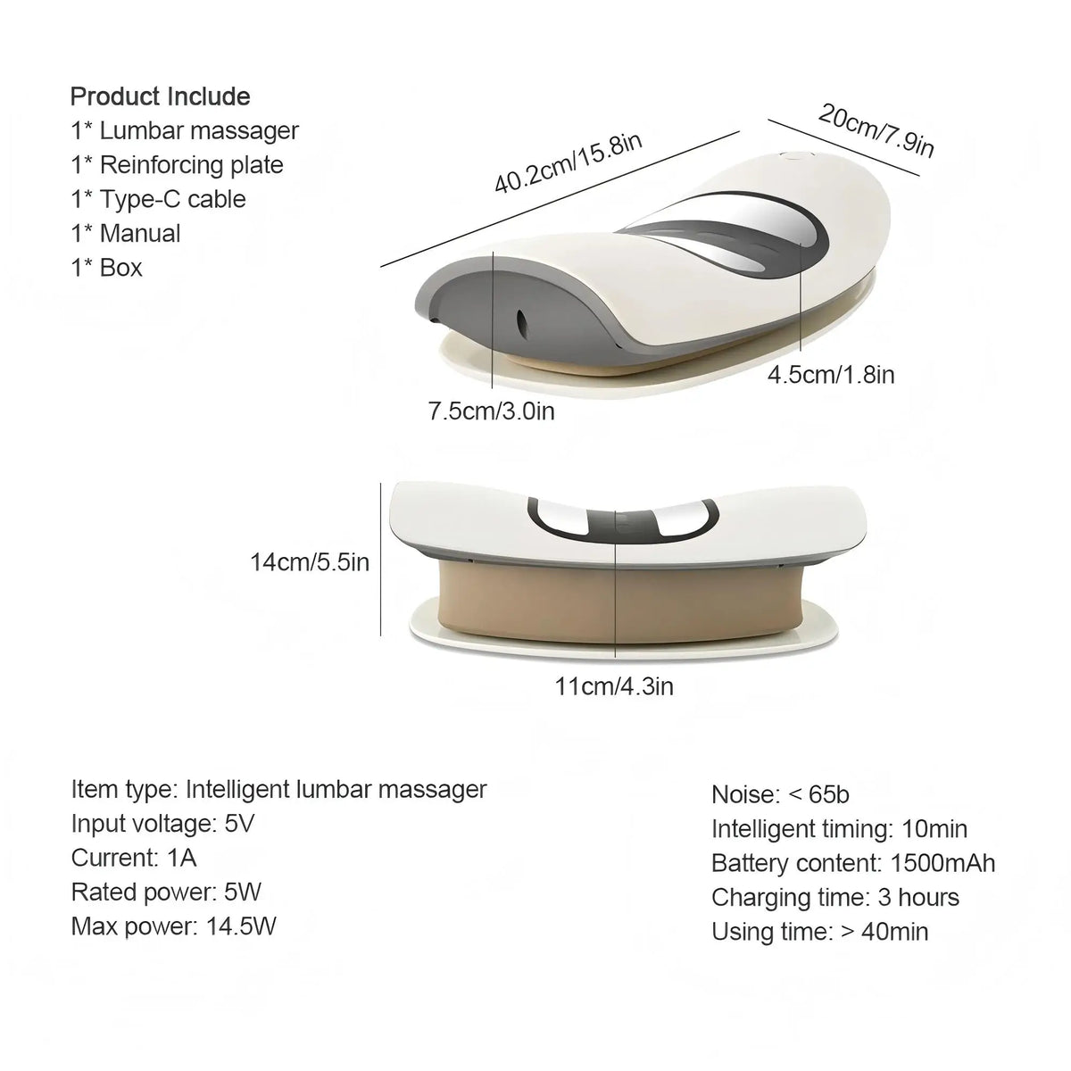 Electric Lumbar Traction Massager Back Stretcher Spine Support Device