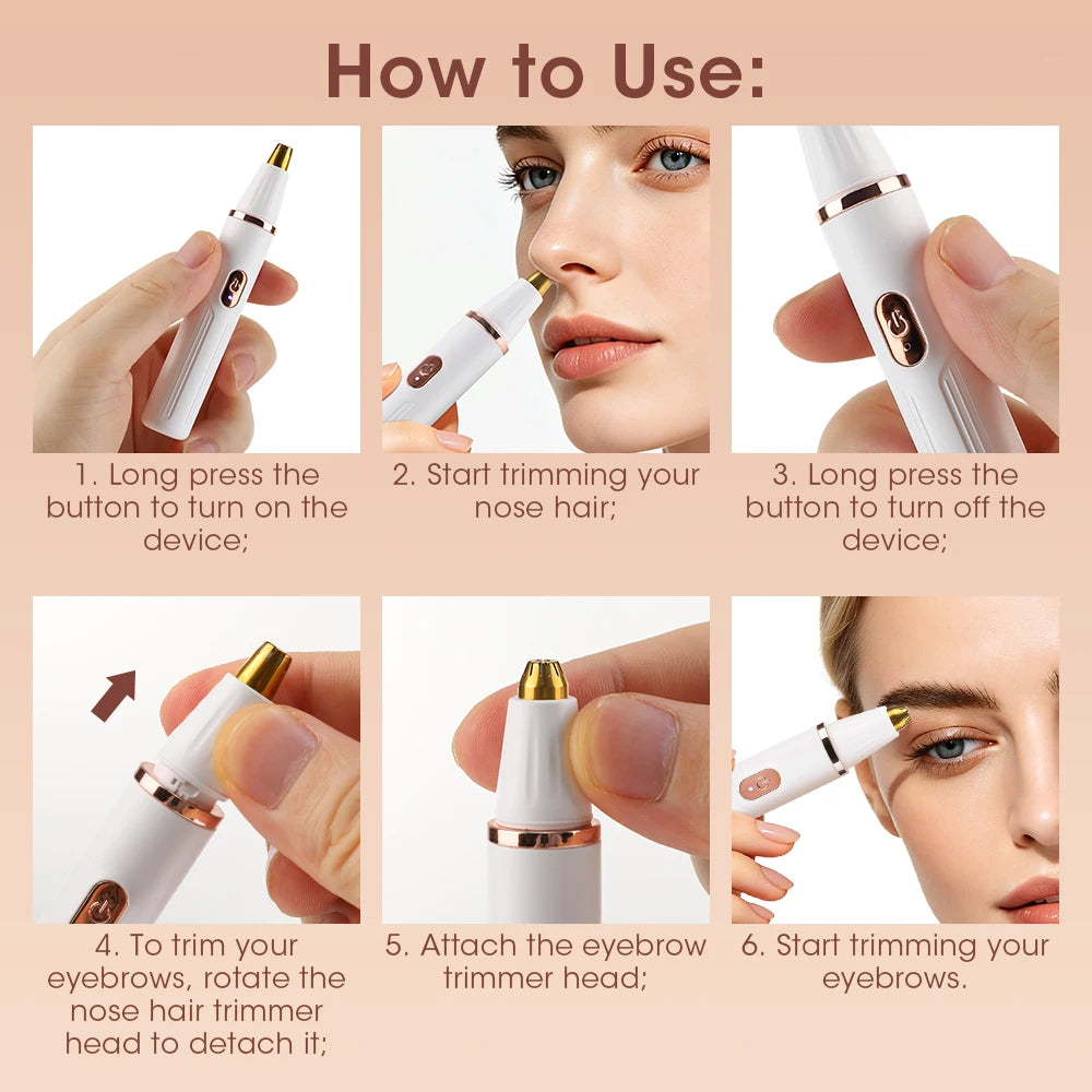 2 in 1 Electric Eyebrow Trimmer and Nose Hair Remover Shaver