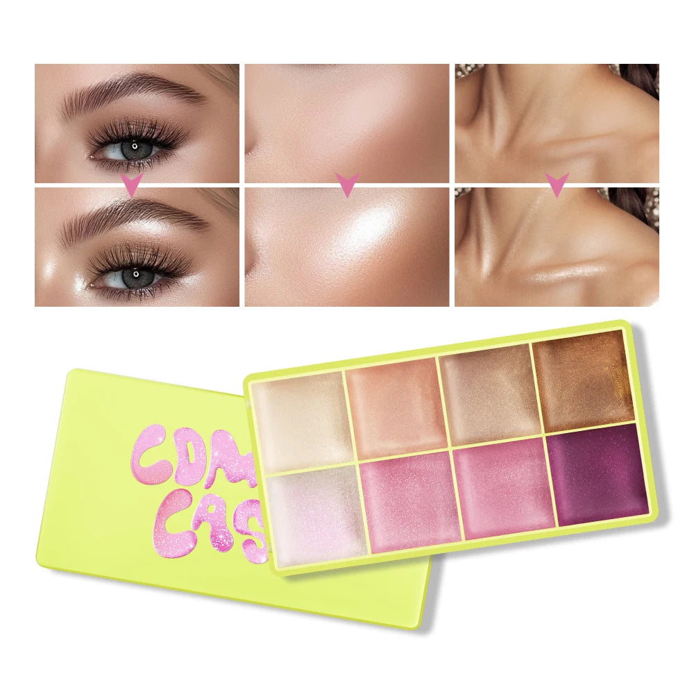 Cream Highlighter Palette and Face Bronzer Makeup Set - 1