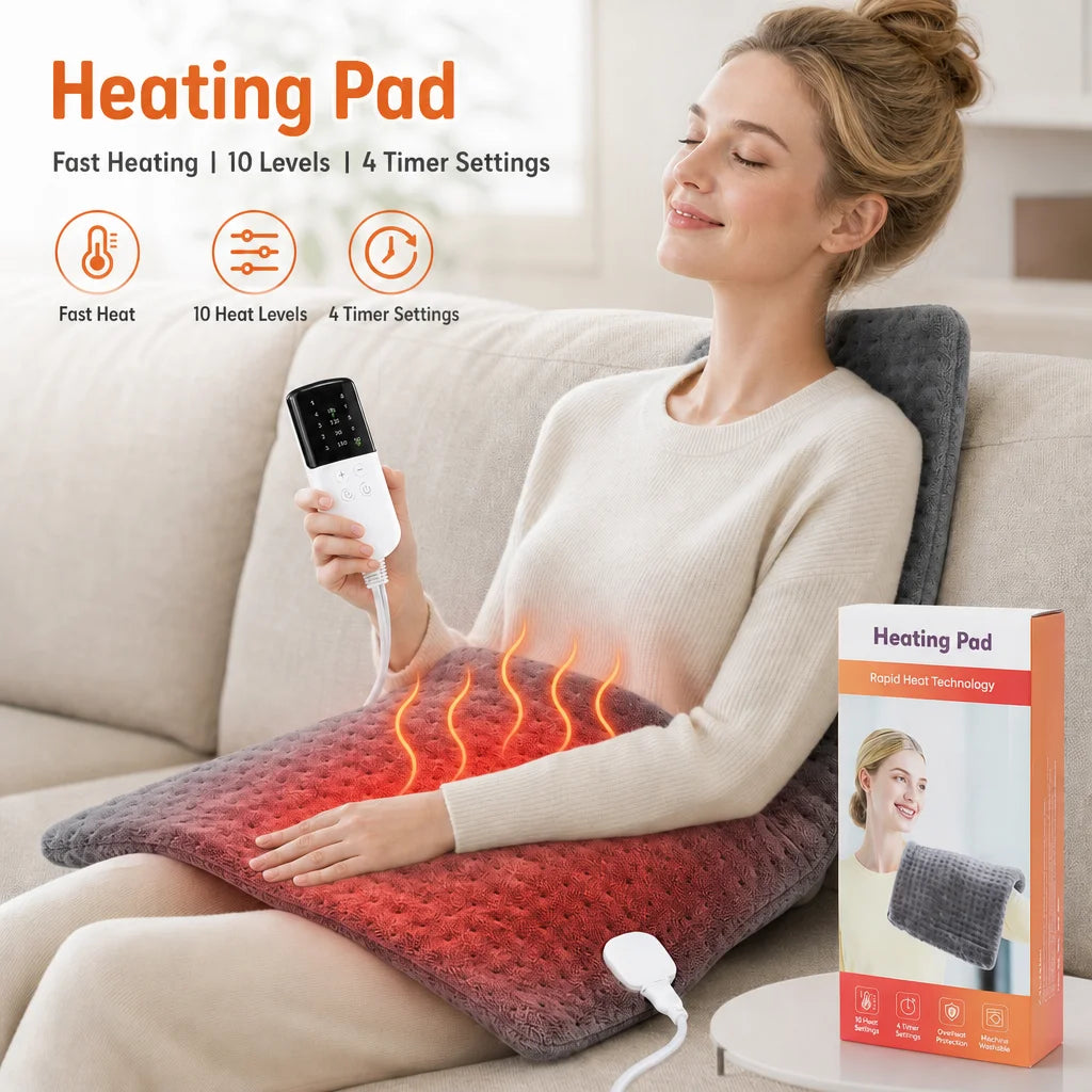 Electric Heating Pad and Thermal Warming Mat for Back Pain Relief