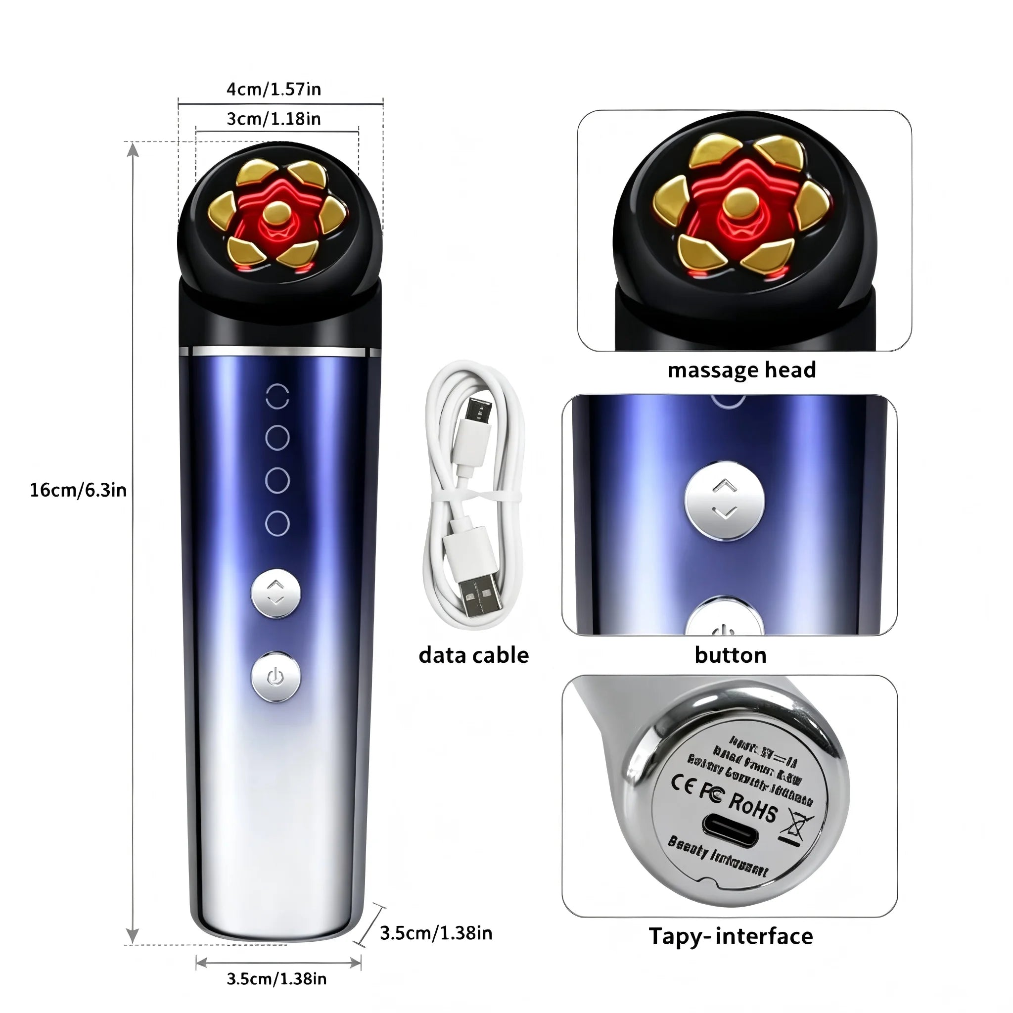 3 in 1 Facial Massager and LED Skin Tightening Wand - 6