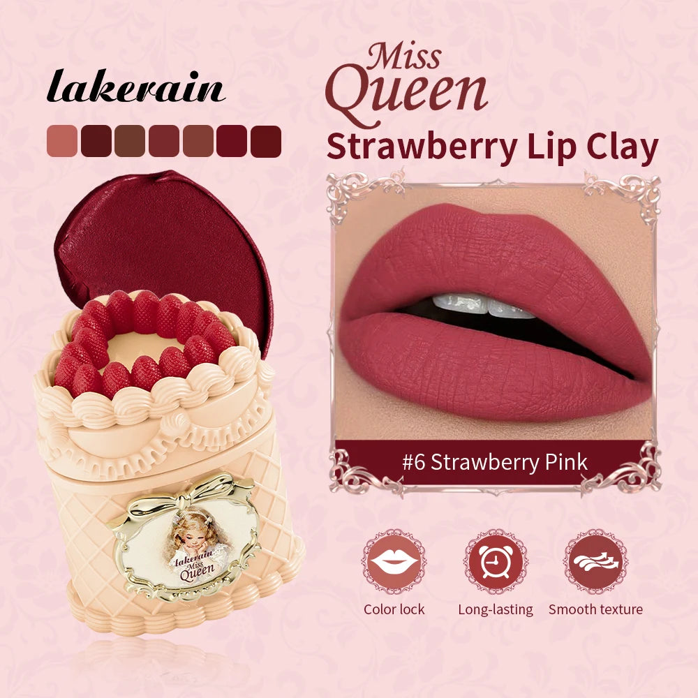 Strawberry Lip Mud Matte Velvet Lipstick Long Lasting Lip Cream