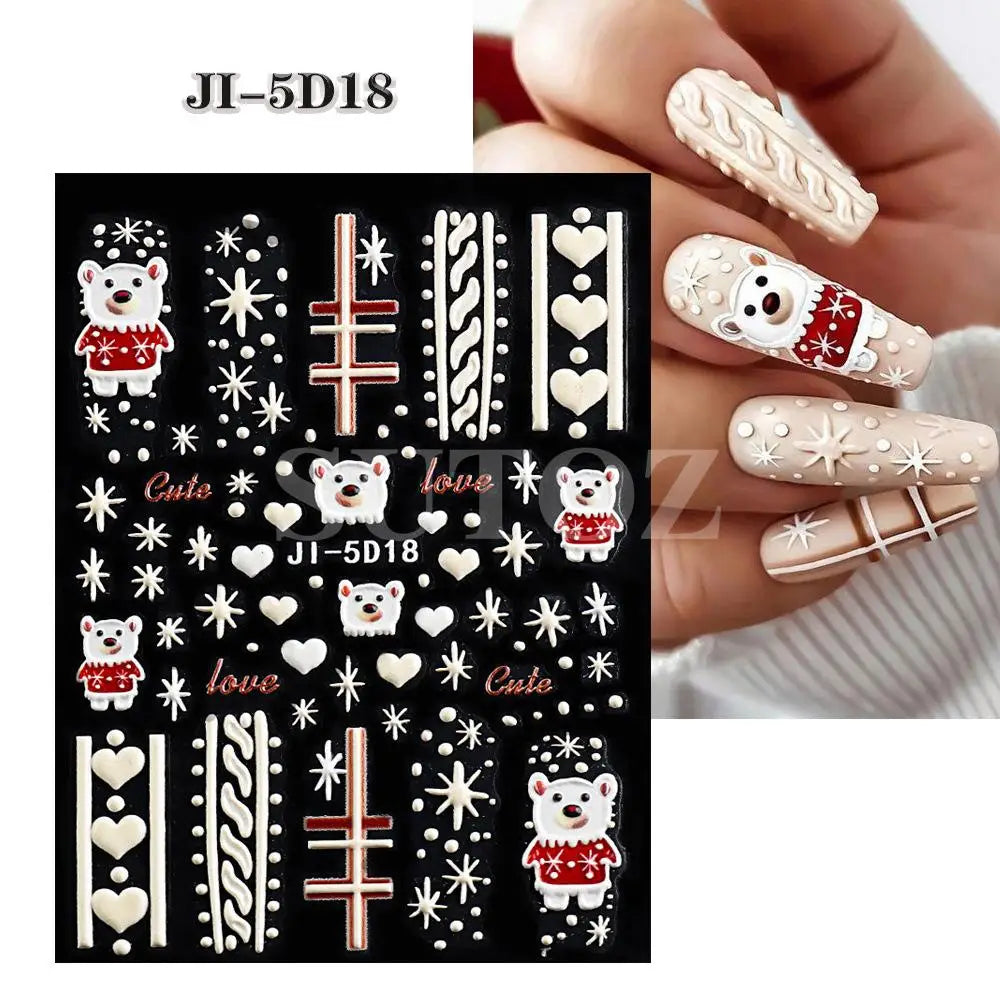 Christmas Nail Stickers Winter Nail Art Decals - 76