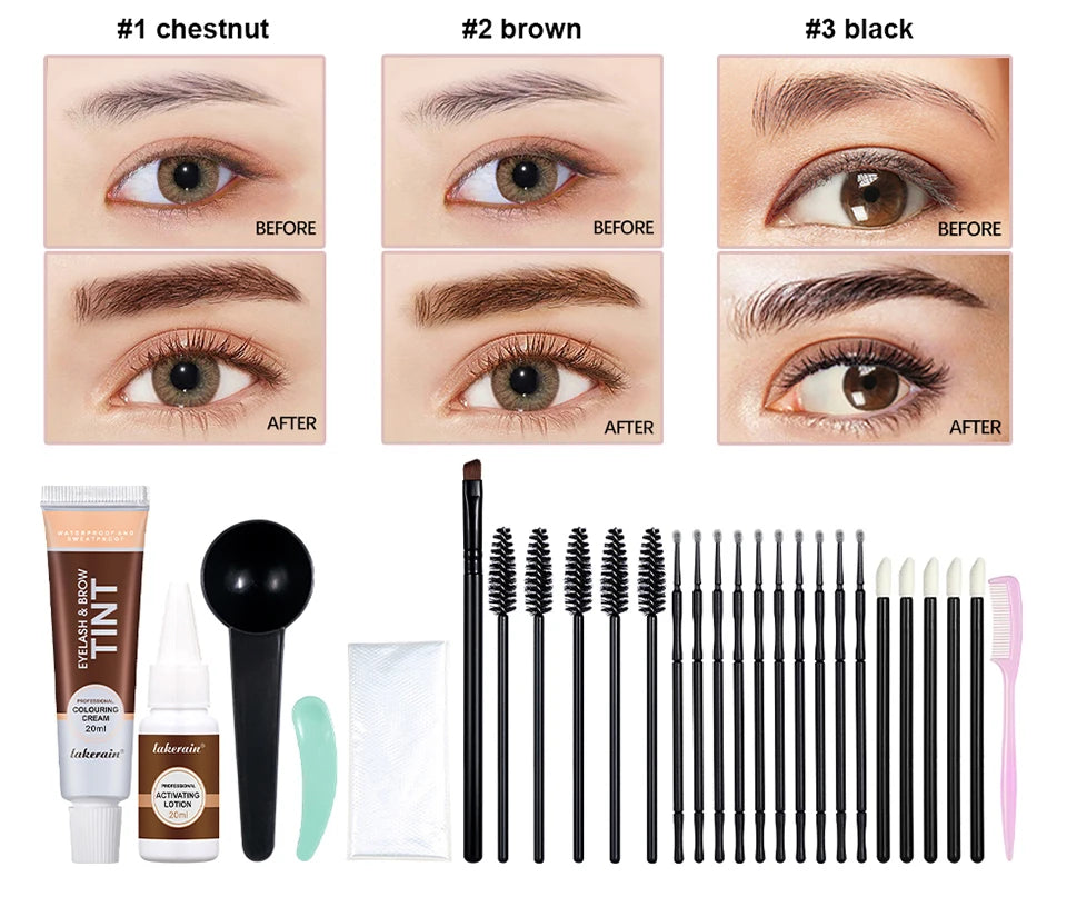 Eyelash and Brow Tint Kit Waterproof Eyebrow Dye Makeup Set