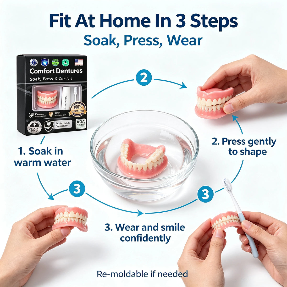 Moldable Silicone Denture Set Instant Smile False Teeth Kit