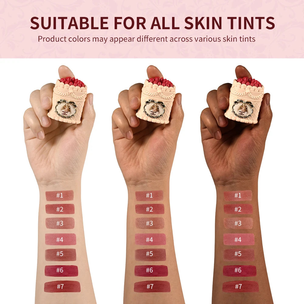 Strawberry Lip Mud Matte Velvet Lipstick Long Lasting Lip Cream - 5