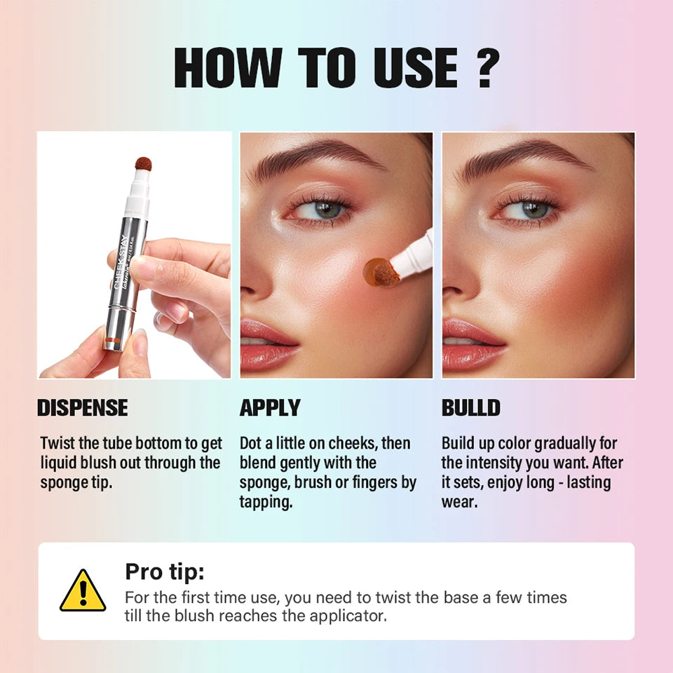 Liquid Blush Stick Sponge Tip Face Makeup Blusher