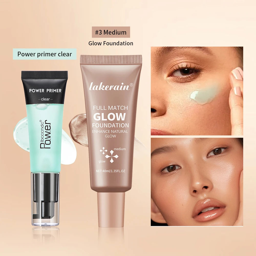 Power Primer and Glow Foundation Makeup Set Hydrating Face Cosmetics - 7