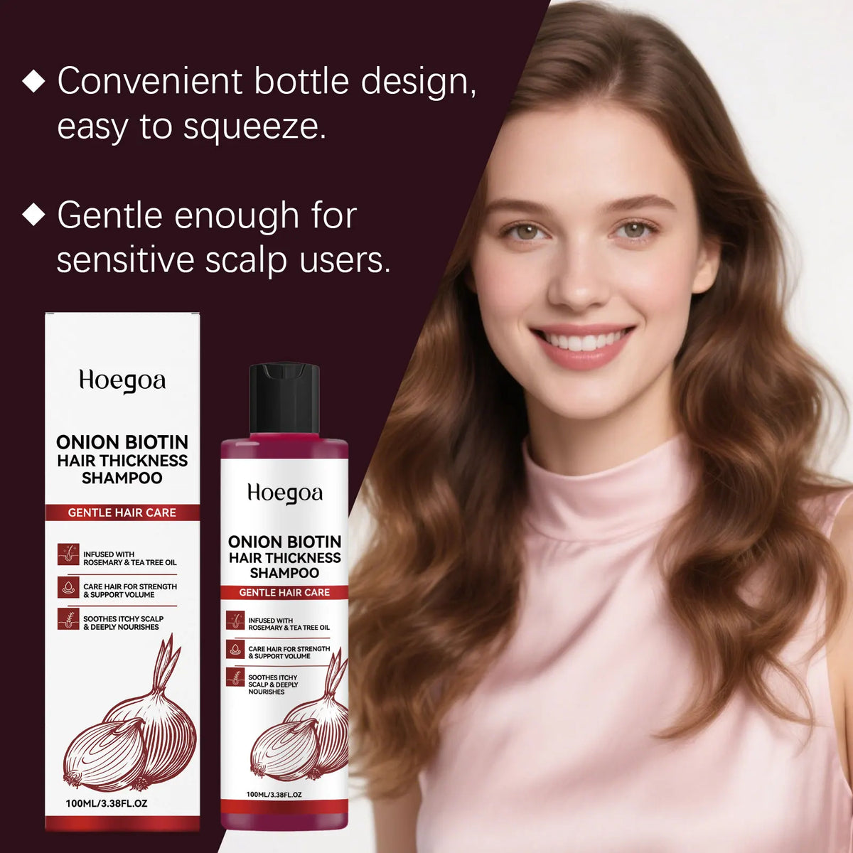 Onion Biotin Shampoo Hair Thickening Wash for Volume and Scalp Care