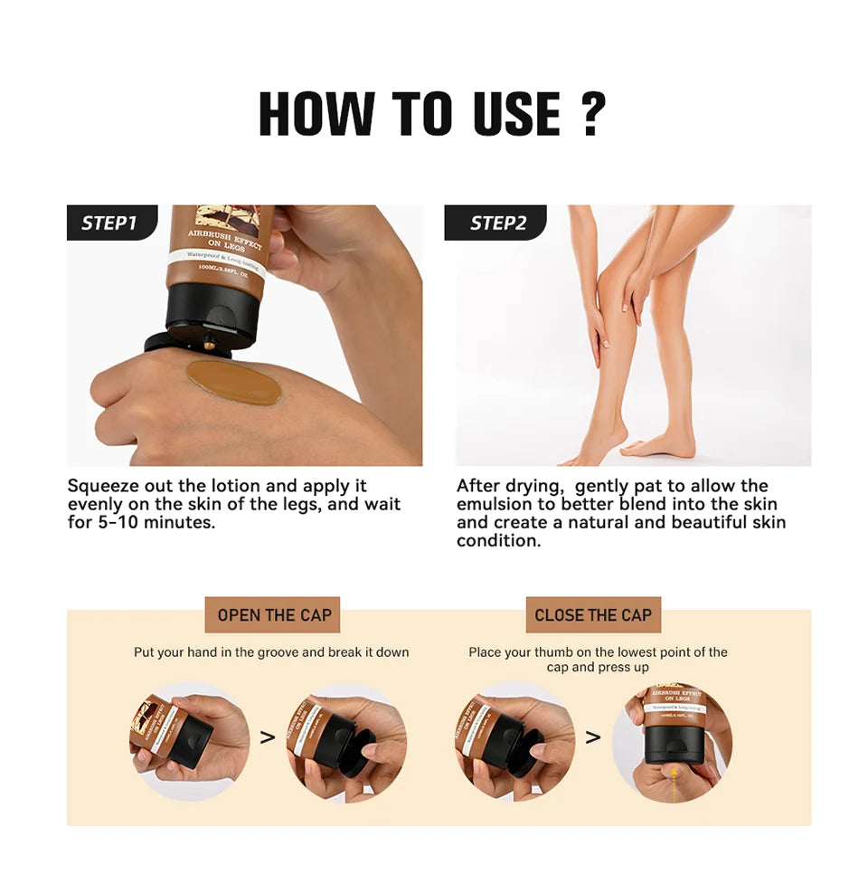 Waterproof Leg Makeup Lotion Body Foundation Airbrush Effect Cream - 12