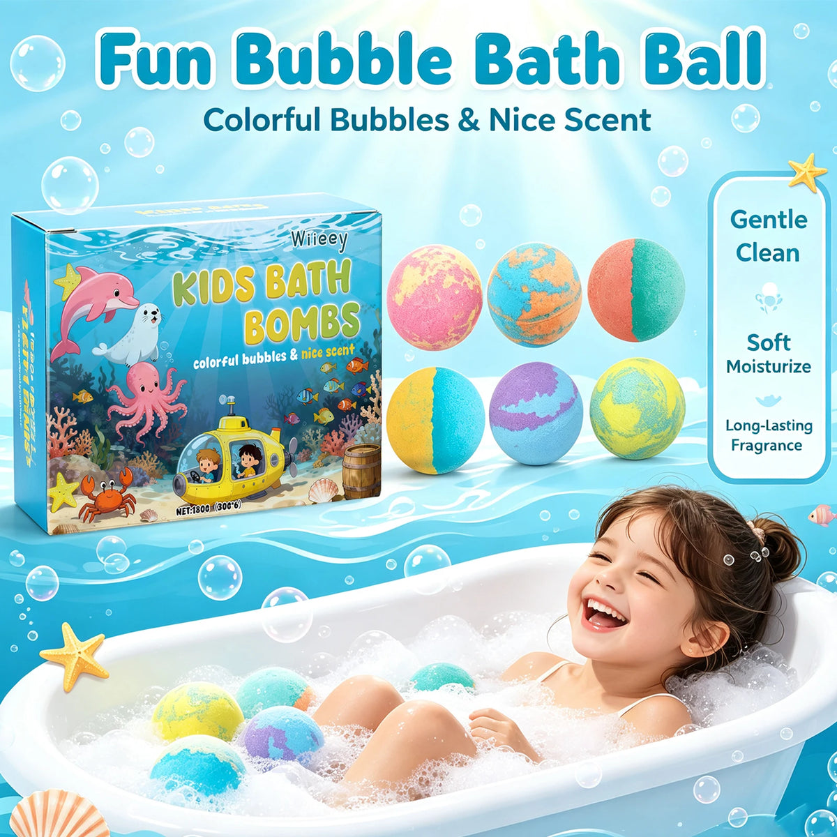 Kids Bath Bomb Set Moisturizing Fizzy Bubble Balls for Children