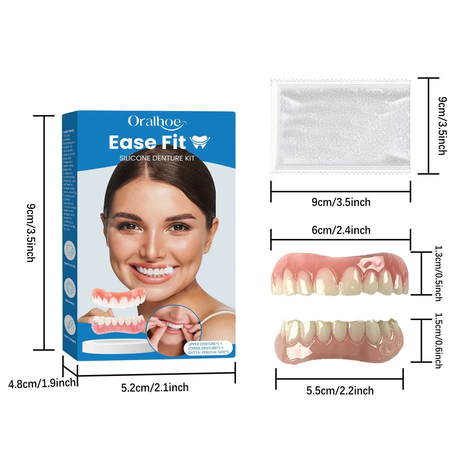 Full Denture Set Silicone False Teeth Veneers - 6