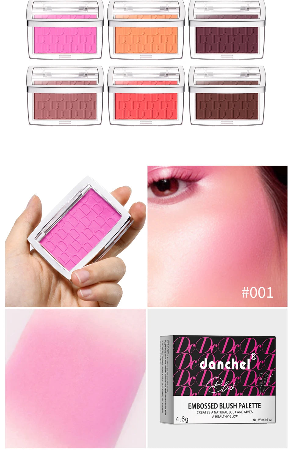 Embossed Blush Palette Matte Face Powder Cheek Makeup