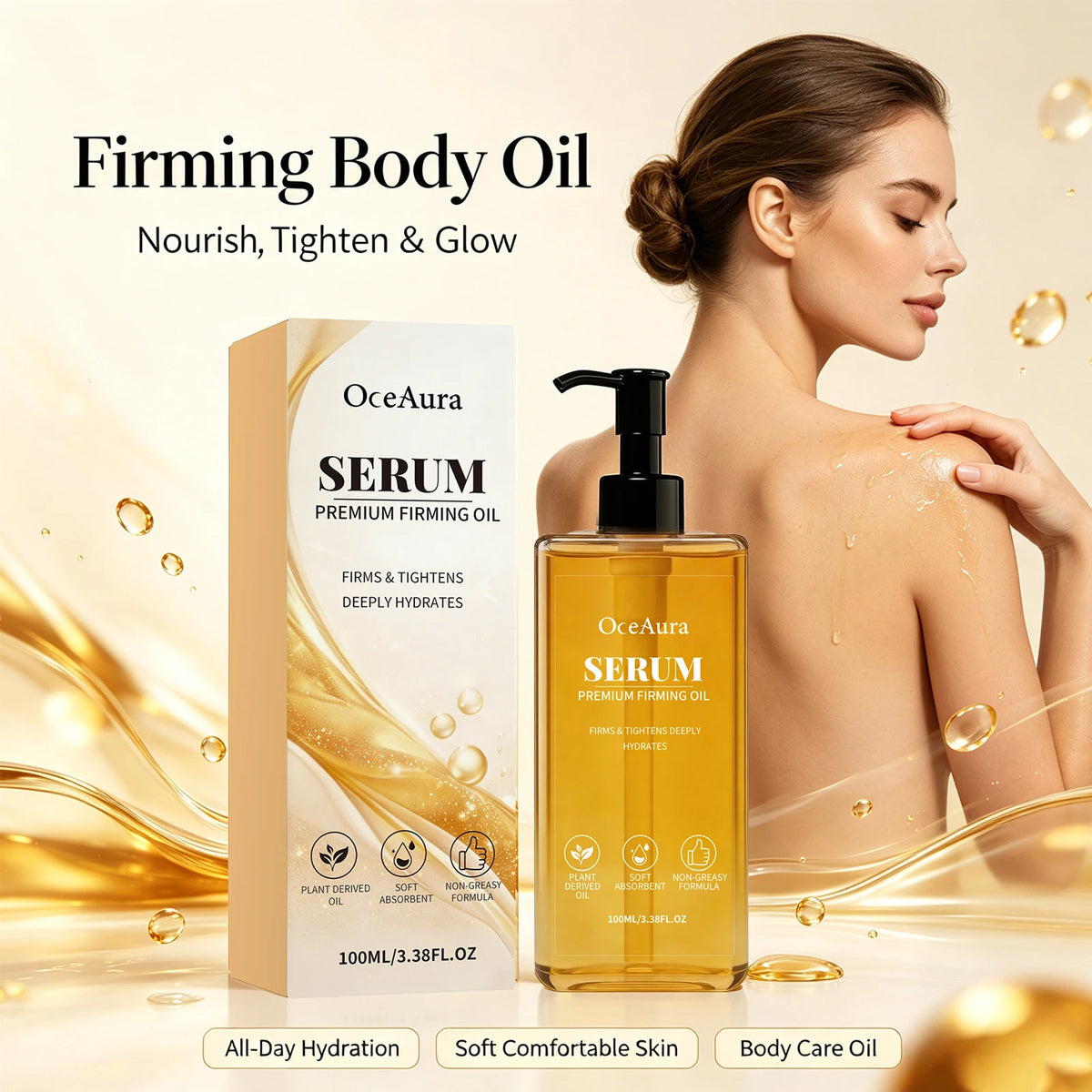 Firming Body Oil Skin Tightening Serum for Elasticity and Hydration
