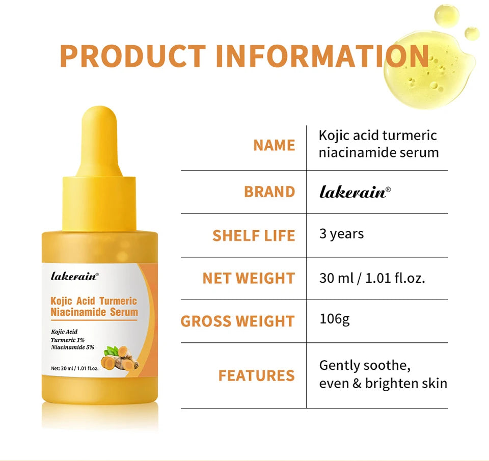 Kojic Acid Turmeric Niacinamide Serum Brightening Face Essence - 18