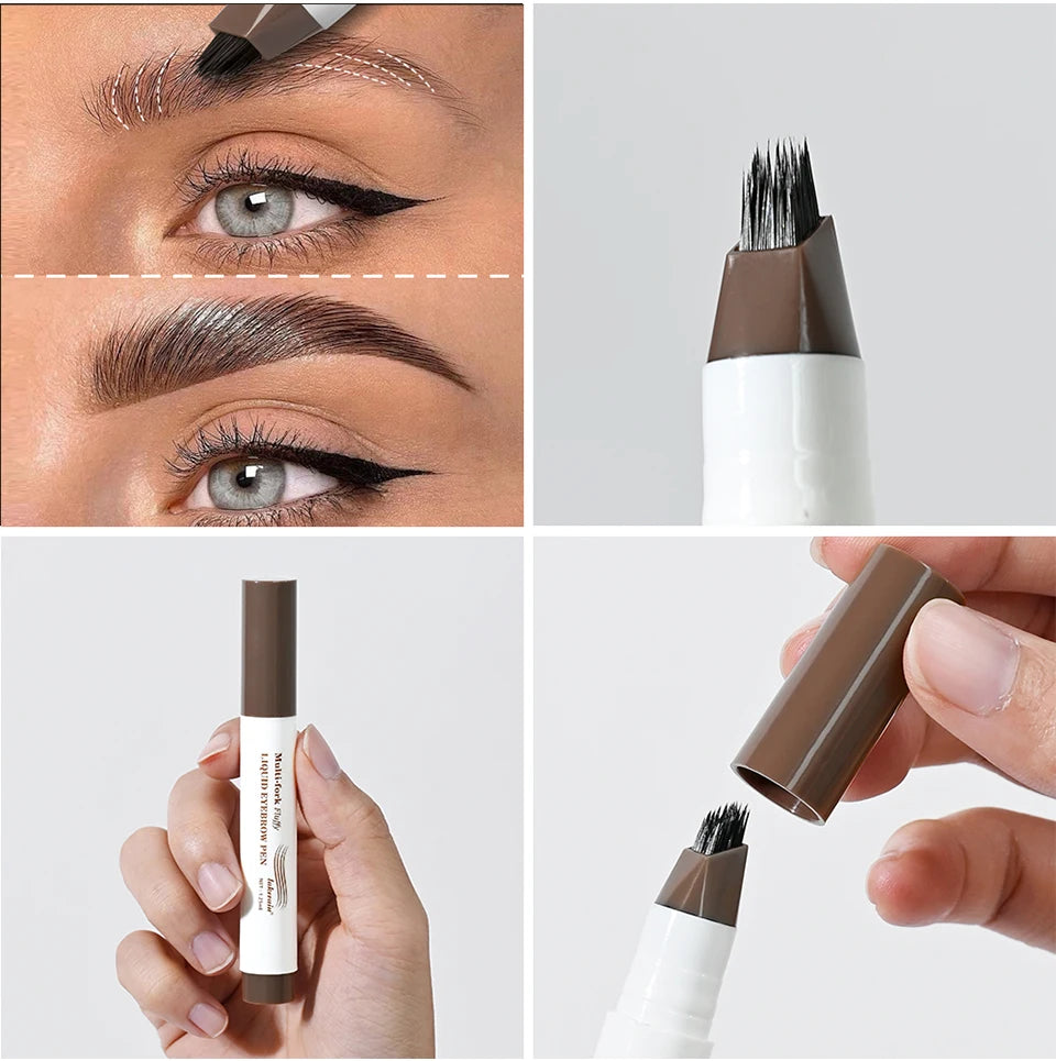 Liquid Eyebrow Pencil Multi Fork Tattoo Pen for Natural Brows
