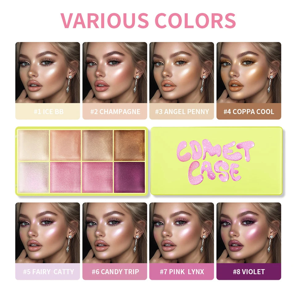 8 Color Cream Blush Palette Face Contour and Highlighter Makeup Set