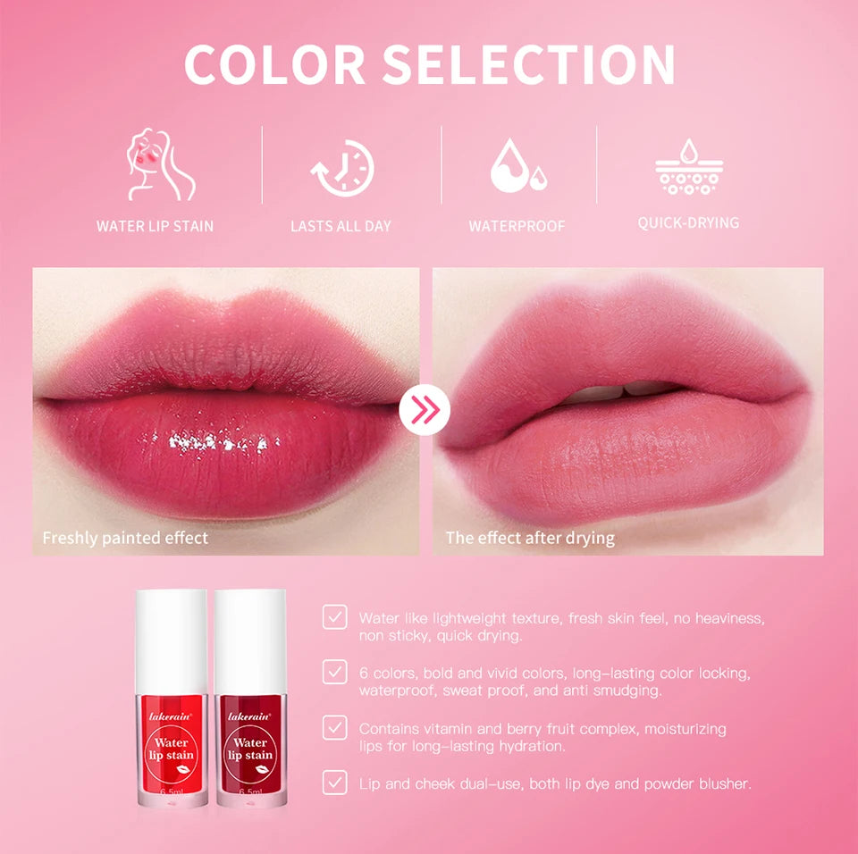 Water Lip Stain and Liquid Blush Long Lasting Tint